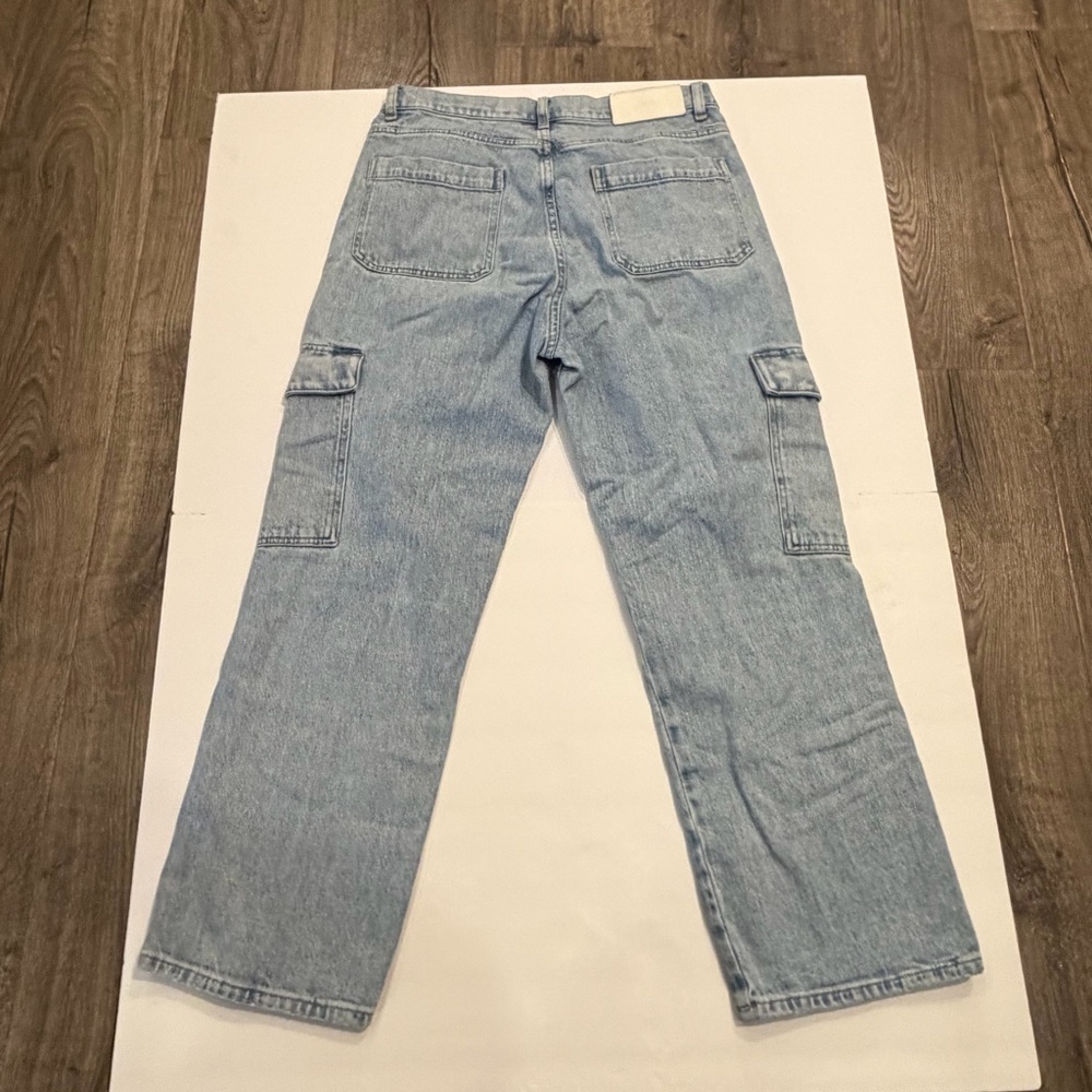 7 Seven For All Mankind Jeans Cargo Logan Ankle Crop Size 30 Light Wash - Picture 5 of 14
